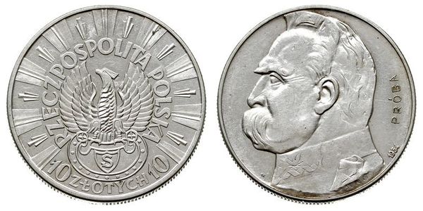10 Zloty Segunda República Polaca (1918 - 1939) Plata Józef Piłsudski