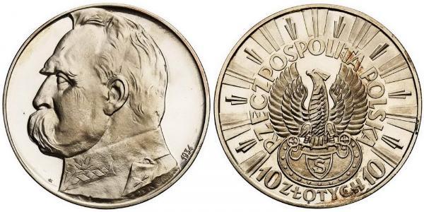 10 Zloty Segunda República Polaca (1918 - 1939) Plata Józef Piłsudski