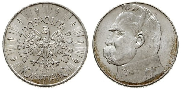 10 Zloty Segunda República Polaca (1918 - 1939) Plata Józef Piłsudski