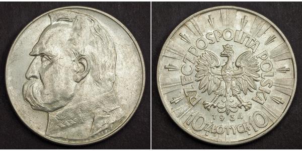 10 Zloty Segunda República Polaca (1918 - 1939) Plata Józef Piłsudski