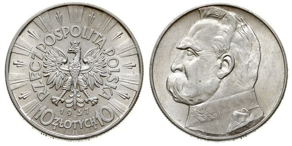 10 Zloty Segunda República Polaca (1918 - 1939) Plata Józef Piłsudski