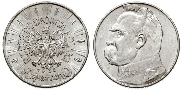 10 Zloty Segunda República Polaca (1918 - 1939) Plata Józef Piłsudski