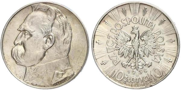 10 Zloty Segunda República Polaca (1918 - 1939) Plata Józef Piłsudski