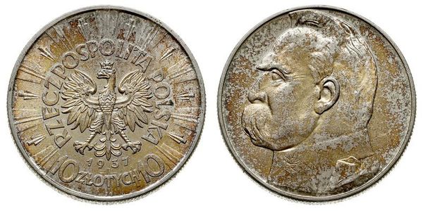 10 Zloty Segunda República Polaca (1918 - 1939) Plata Józef Piłsudski