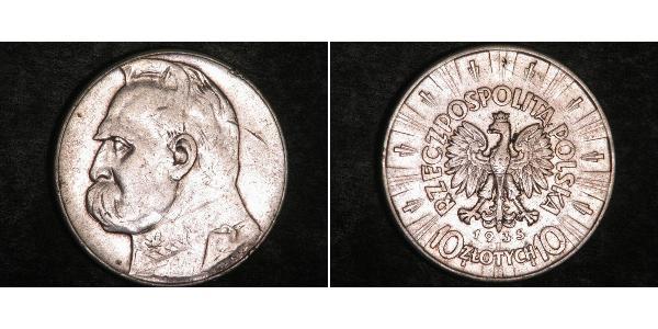 10 Zloty Segunda República Polaca (1918 - 1939) Plata Józef Piłsudski