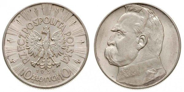 10 Zloty Segunda República Polaca (1918 - 1939) Plata Józef Piłsudski