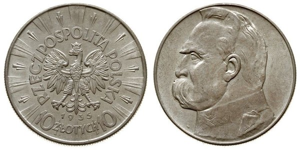 10 Zloty Segunda República Polaca (1918 - 1939) Plata Józef Piłsudski