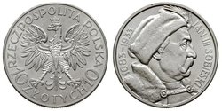 10 Zloty Segunda República Polaca (1918 - 1939) / Polonia Plata Juan III Sobieski (1629-1696)