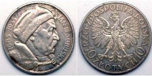 10 Zloty Segunda República Polaca (1918 - 1939) / Polonia Plata Juan III Sobieski (1629-1696)