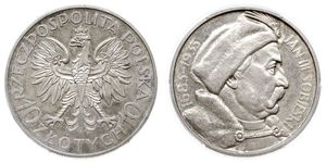 10 Zloty Segunda República Polaca (1918 - 1939) / Polonia Plata Juan III Sobieski (1629-1696)