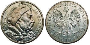 10 Zloty Segunda República Polaca (1918 - 1939) / Polonia Plata Juan III Sobieski (1629-1696)