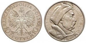 10 Zloty Segunda República Polaca (1918 - 1939) / Polonia Plata Juan III Sobieski (1629-1696)