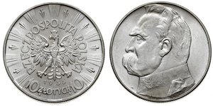 10 Zloty Zweite Polnische Republik (1918 - 1939) Silber Józef Piłsudski