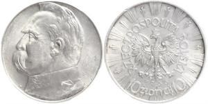 10 Zloty Zweite Polnische Republik (1918 - 1939) Silber Józef Piłsudski