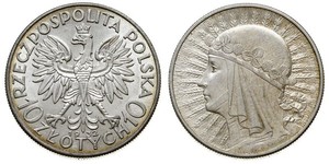 10 Zloty Zweite Polnische Republik (1918 - 1939) Silber Hedwig von Anjou