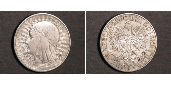 10 Zloty Zweite Polnische Republik (1918 - 1939) Silber Hedwig von Anjou