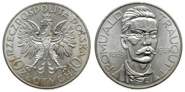 10 Zloty Second Polish Republic (1918 - 1939) Silver Romuald Traugutt
