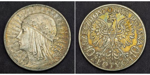 10 Zloty Second Polish Republic (1918 - 1939) Silver Jadwiga of Poland