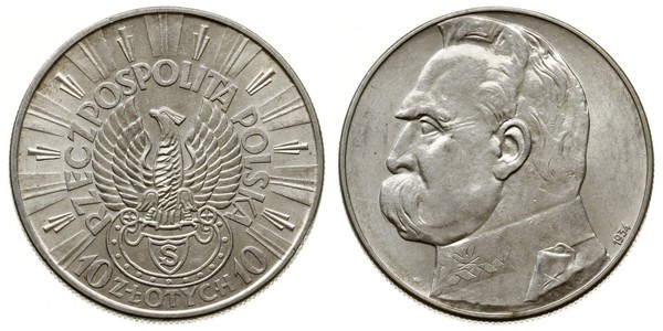 10 Zloty Second Polish Republic (1918 - 1939) Silver Józef Piłsudski