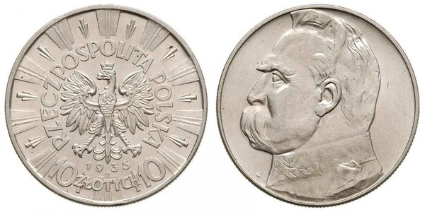 10 Zloty Second Polish Republic (1918 - 1939) Silver Józef Piłsudski