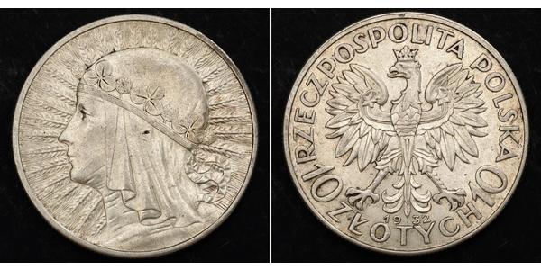 10 Zloty Second Polish Republic (1918 - 1939) Silver Jadwiga of Poland