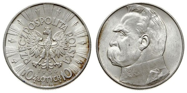 10 Zloty Second Polish Republic (1918 - 1939) Silver Józef Piłsudski