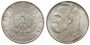 10 Zloty 波兰第二共和国 (1918 - 1939) 銀 约瑟夫·毕苏斯基