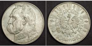 10 Zloty 波兰第二共和国 (1918 - 1939) 銀 约瑟夫·毕苏斯基