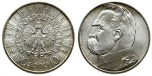 10 Zloty 波兰第二共和国 (1918 - 1939) 銀 约瑟夫·毕苏斯基