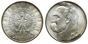 10 Zloty 波兰第二共和国 (1918 - 1939) 銀 约瑟夫·毕苏斯基