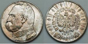 10 Zloty 波兰第二共和国 (1918 - 1939) 銀 约瑟夫·毕苏斯基