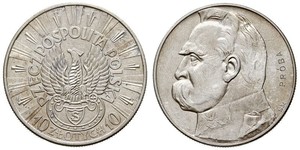 10 Zloty 波兰第二共和国 (1918 - 1939) 銀 约瑟夫·毕苏斯基