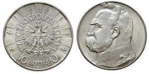 10 Zloty 波兰第二共和国 (1918 - 1939) 銀 约瑟夫·毕苏斯基