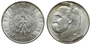 10 Zloty 波兰第二共和国 (1918 - 1939) 銀 约瑟夫·毕苏斯基