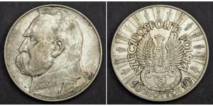 10 Zloty 波兰第二共和国 (1918 - 1939) 銀 约瑟夫·毕苏斯基