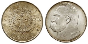 10 Zloty 波兰第二共和国 (1918 - 1939) 銀 约瑟夫·毕苏斯基