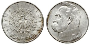 10 Zloty 波兰第二共和国 (1918 - 1939) 銀 约瑟夫·毕苏斯基