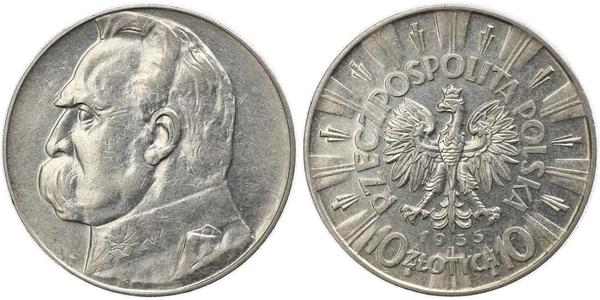 10 Zloty 波兰第二共和国 (1918 - 1939) 銀 约瑟夫·毕苏斯基