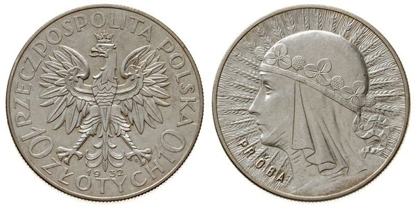 10 Zloty 波兰第二共和国 (1918 - 1939) 銀 雅德维加 (波兰国王)