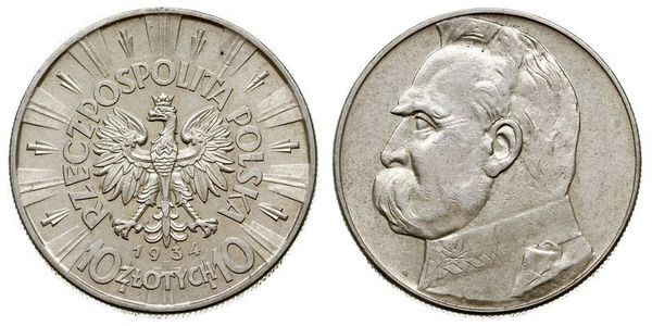 10 Zloty 波兰第二共和国 (1918 - 1939) 銀 约瑟夫·毕苏斯基