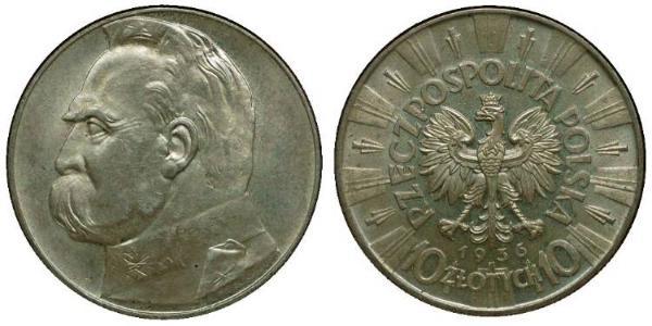 10 Zloty 波兰第二共和国 (1918 - 1939) 銀 约瑟夫·毕苏斯基