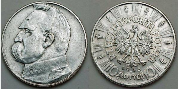 10 Zloty 波兰第二共和国 (1918 - 1939) 銀 约瑟夫·毕苏斯基