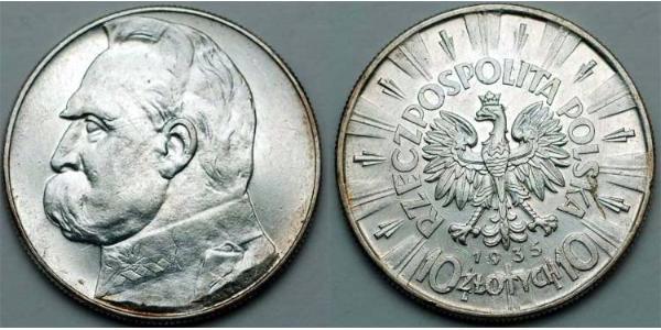 10 Zloty 波兰第二共和国 (1918 - 1939) 銀 约瑟夫·毕苏斯基