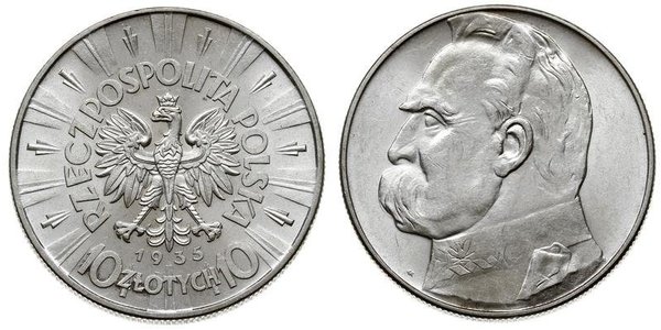 10 Zloty 波兰第二共和国 (1918 - 1939) 銀 约瑟夫·毕苏斯基