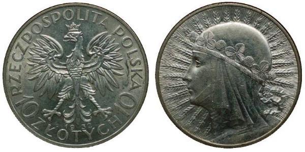 10 Zloty 波兰第二共和国 (1918 - 1939) 銀 雅德维加 (波兰国王)