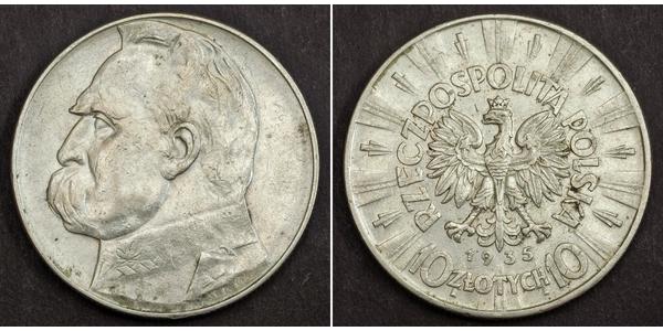 10 Zloty 波兰第二共和国 (1918 - 1939) 銀 约瑟夫·毕苏斯基