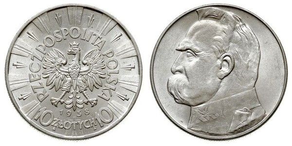 10 Zloty 波兰第二共和国 (1918 - 1939) 銀 约瑟夫·毕苏斯基