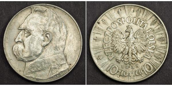 10 Zloty 波兰第二共和国 (1918 - 1939) 銀 约瑟夫·毕苏斯基