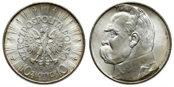 10 Zloty 波兰第二共和国 (1918 - 1939) 銀 约瑟夫·毕苏斯基