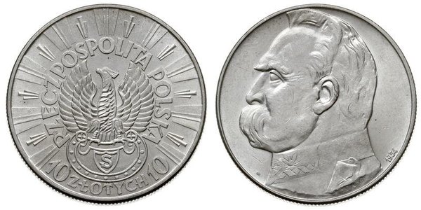 10 Zloty 波兰第二共和国 (1918 - 1939) 銀 约瑟夫·毕苏斯基